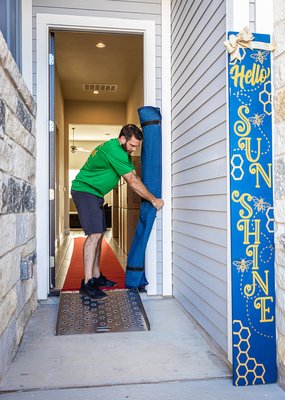 We use door jamb pads to protect entryways and doorways.