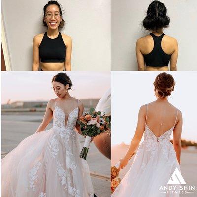 Rina did amazing for her wedding prep transformation. Look at her back and arms!