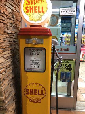 Old-fashioned shell station gas pump