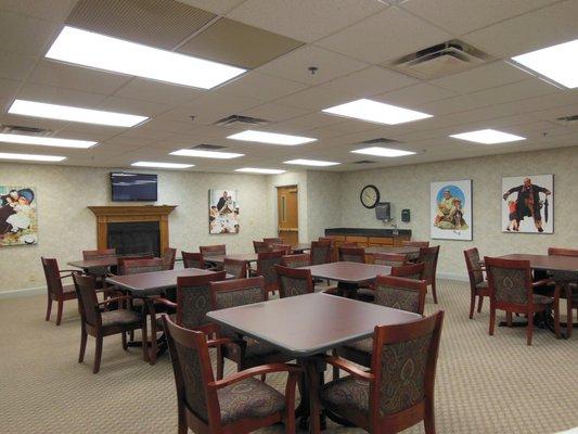 In this room we have Bingo, Bowling, Horse races, Church, Sing A Longs, Birthday Parties and much more.