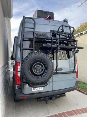 Waypoint Vehicles did my Owl Van tire carrier / ladder combo. Perfect job!