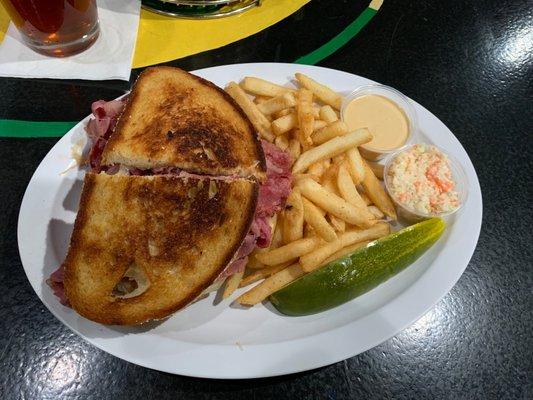 Rubin is large, with lean corn beef, and a crispy, buttery layer on the bread. The fries are freshly made and crispy, too.