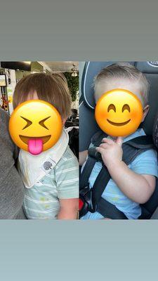 Before and after of my son's first haircut.