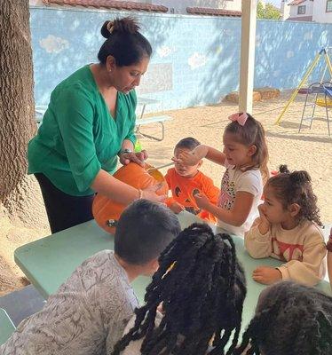 Carving pumpkins