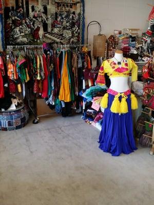 Interior of Rebecca ' s shop.  Great belly dance costumes too!