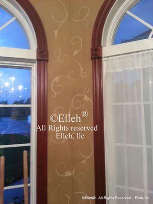 Dinning Room,  Custom Designed Free hand Scrollwork by Artist Elleh,