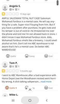 Abc warehouse customers who have horrible treatment by Mohamad Fardous