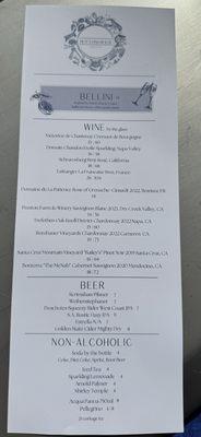 Wine list