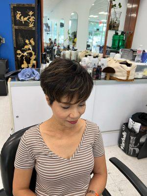 Woman's pixie style