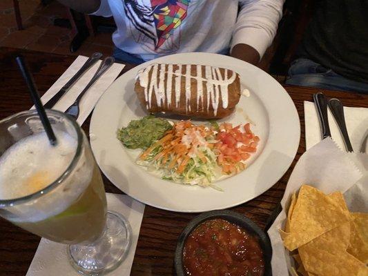 Marinated Steak Chimichanga and a Long Island Iced Tea