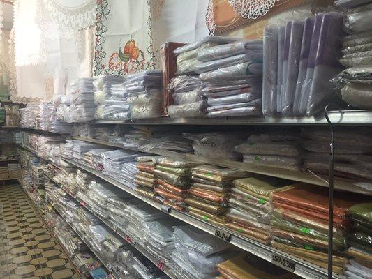 We carry a broad selection of European embroidery, linens, curtains, tablecloths and bedding.