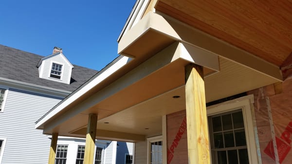 Additional photo of Wellesley porch showing the barrel roof and trim details