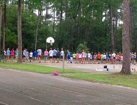 Nice shady asphalt track area for fun running.