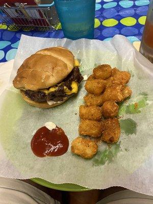 The Library Bar & Grill's double cheeseburger with tater tots