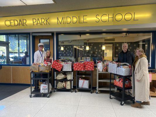 Food donations at our local middle school.