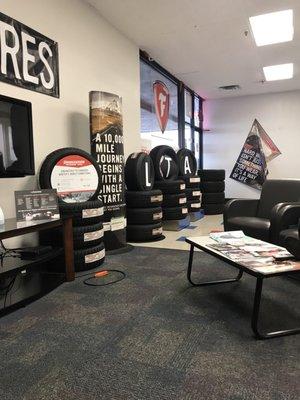 5 chairs in the waiting area and magazines