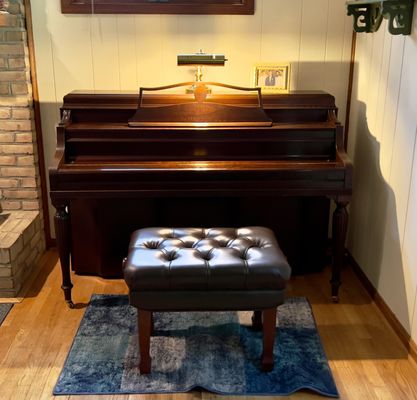 1946 Steinway mahogany 40" console piano and adjustable concert bench