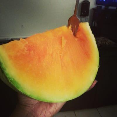 My huge slice of orange meat watermelon