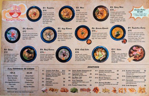 Ramen menu