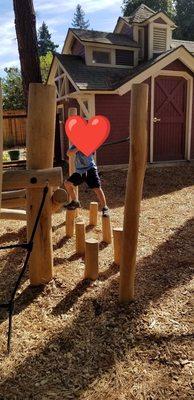 My son trying out the new yard space at the new site