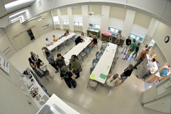 Fisheye view of our Fellowship Hall, available for rental.