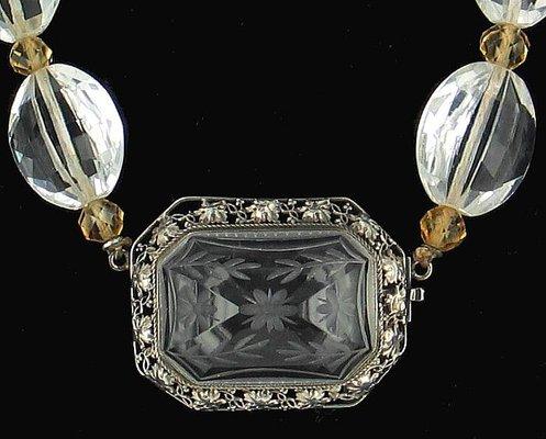 Antique Carved quartz necklace