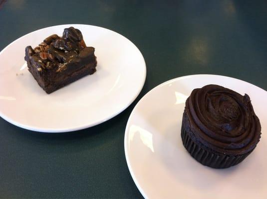 Brownie and cupcake from the cafe.