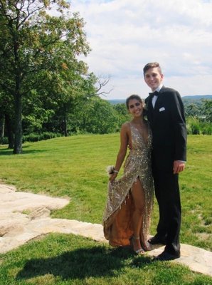 Custom tailored sequin prom dress by Maria