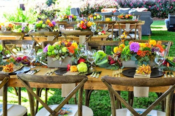 Farm Tables and Crossback Chair Rentals