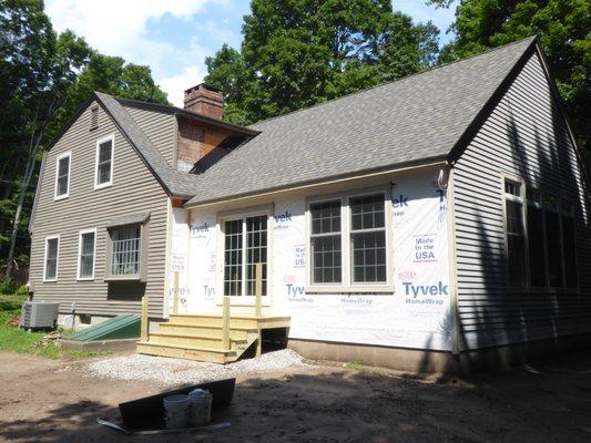 Essex, CT - Gable-style roof on an addition to an existing home.