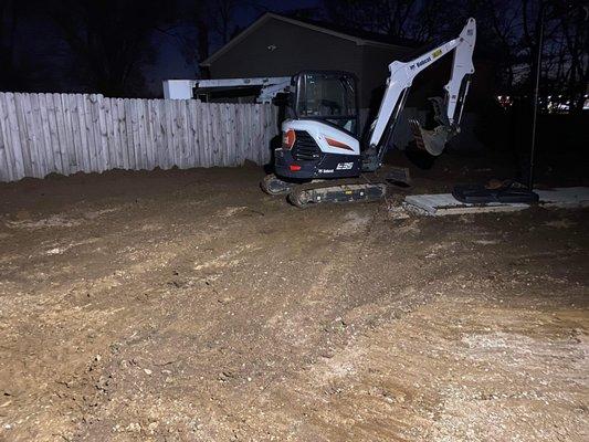 Concrete driveway tear out getting ready for new construction