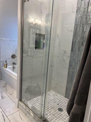 Shower water stains removed post clean