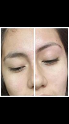 Before and after eyebrow waxing