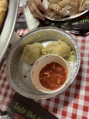 Garlic knots with epic marina sauce!