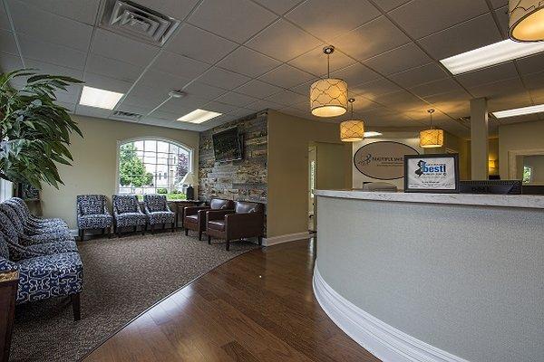 Modern waiting room at Beautiful Smiles of Nj dental office in Manasquan