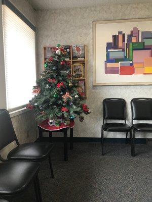 Early set up of Christmas tree in the Waiting Room