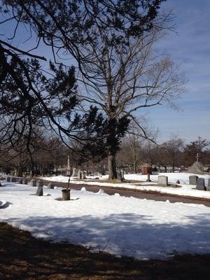 Hilltop view of the cemetery. Beautiful winter day!