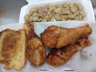 Fried chicken with Lima beans