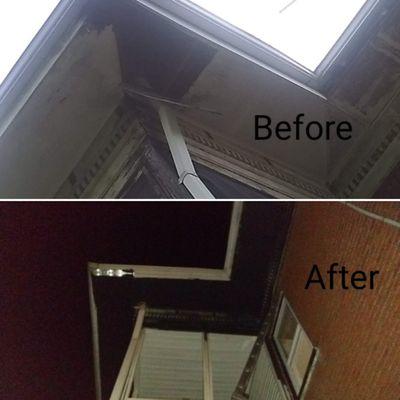 Fascia and soffit fixed and painted.