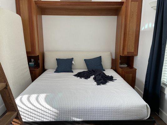 Murphy bed folds down to a comfortable king bed!