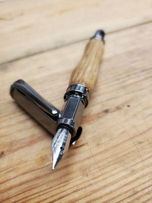 Custom fountain pen made of wood.