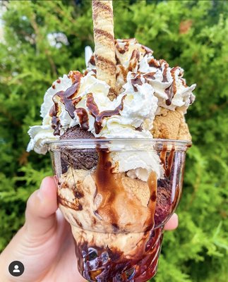 Brownie Sundae with coffee ice cream