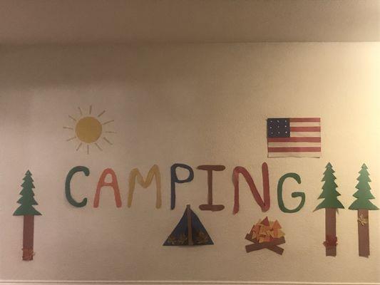 July's theme is camping. What can you find at a campsite?