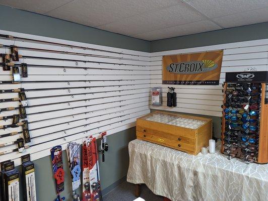 Come check out our stock of St. Croix rods and fishing flies!