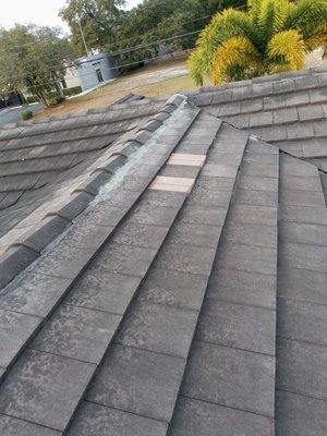 Repair tile roof leak.