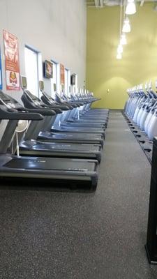 Many treadmills to run on, bad weather is not an excuse to skip a workout.