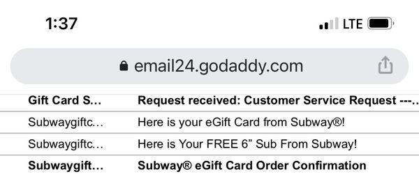 Proof of email for digital gift card - he would not look