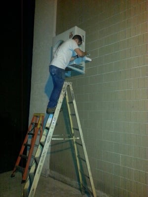 Working late to finish installing a ductless AC unit for a Doctor's office server room. (Worcester)