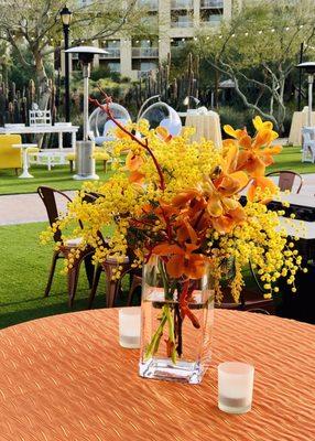 Beautiful center piece from Your Event Florist, Fire