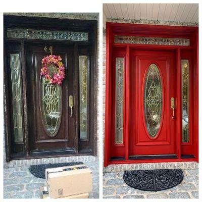 Front door before and after.